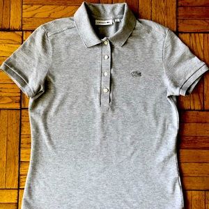 Women's Slim fit Stretch Cotton Piqué Polo in heather gray size 38 (S)